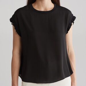 T Tahari Black Ruffle Sleeve Blouse